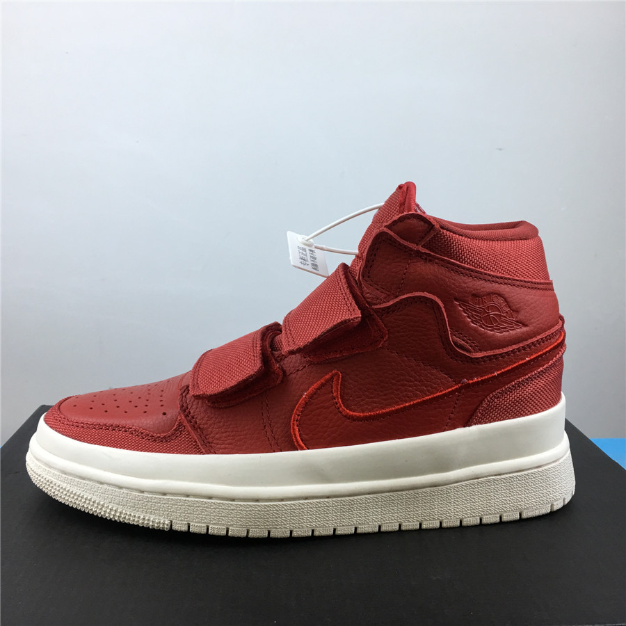 Women Air Jordan 1 High Double Strap Red White Shoes